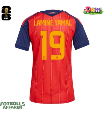 Spanien Lamine Yamal #19 Hemmatröja Kvinnor VM 2026 Kortärmad